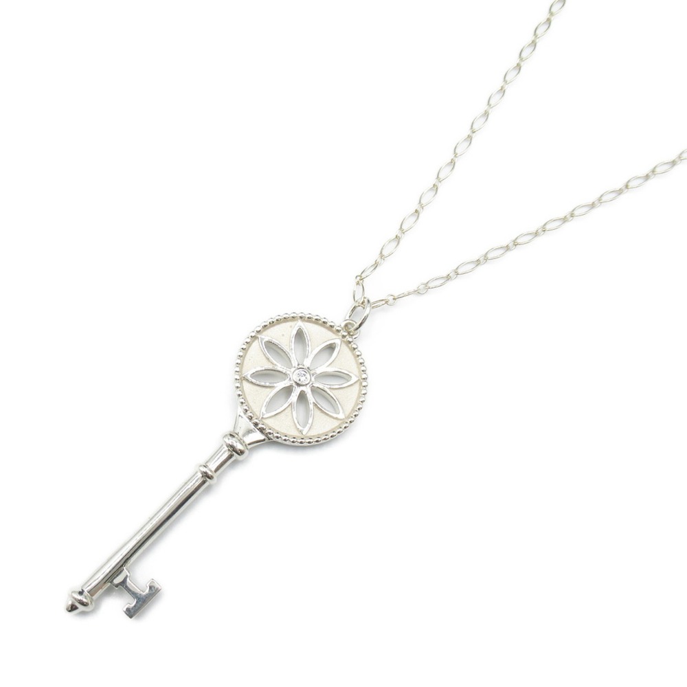 Tiffany Daisy Key Long Necklace Silver Diamond